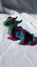Load image into Gallery viewer, Purple and Teal Jeweled Dragon Figurine
