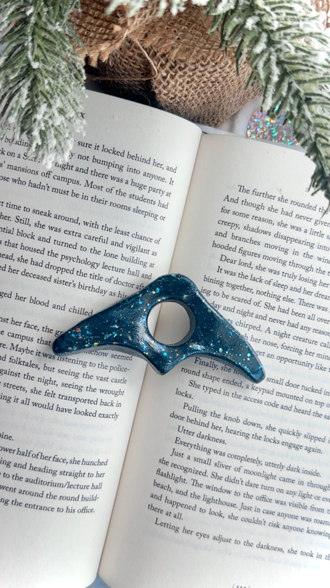 Sparkly Dark Blue Moth Book Opener