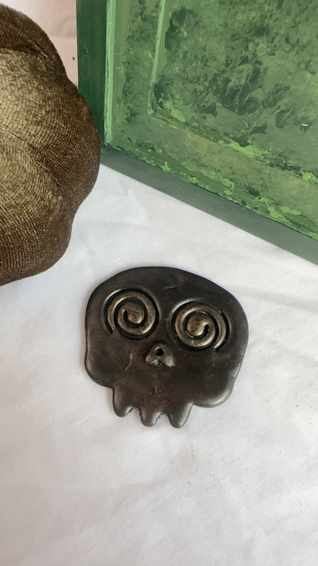 Gold sheen Skull Incense Burner