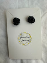 Load image into Gallery viewer, Black Rose Stud Earrings
