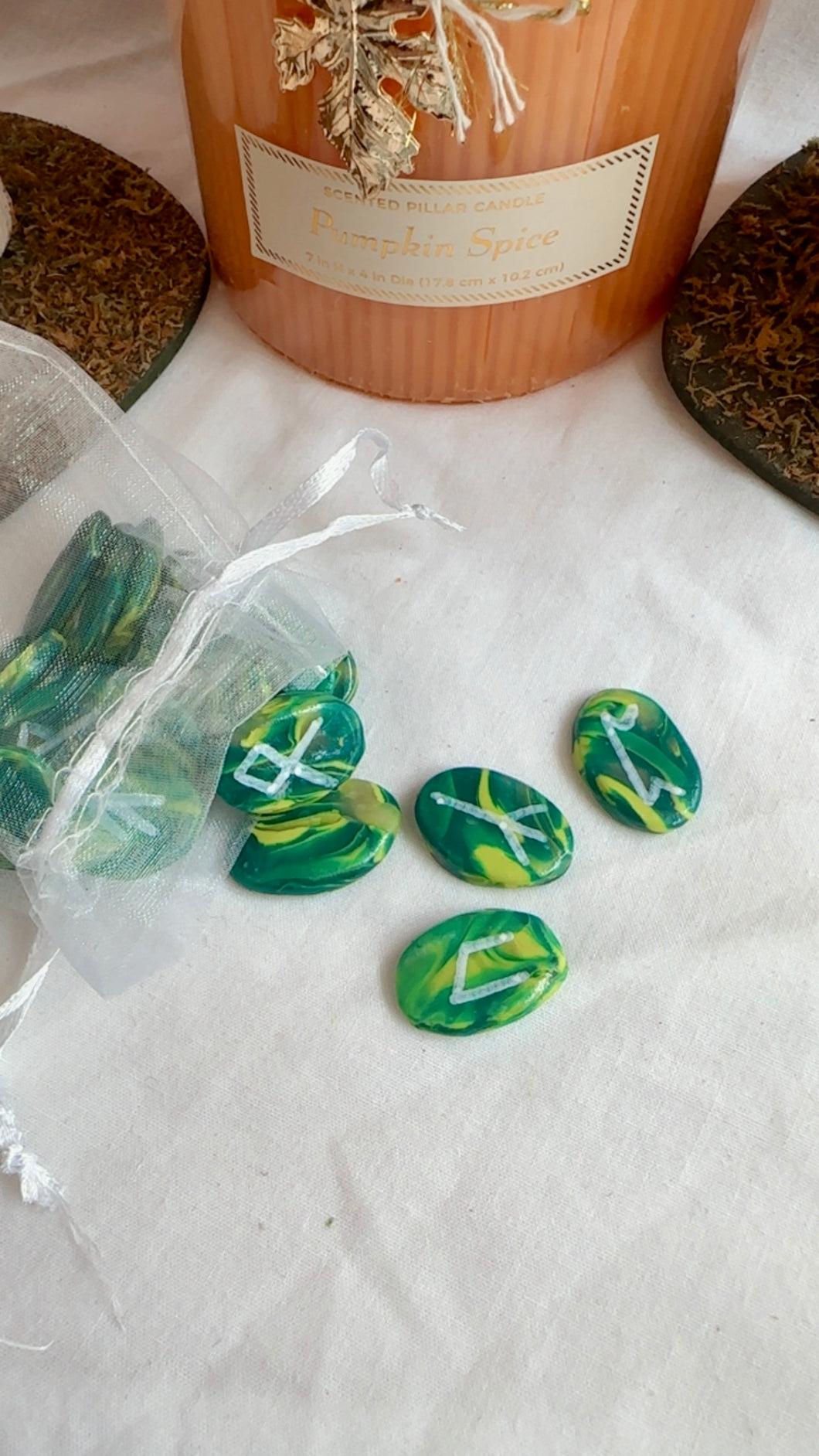 Elder Futhark Green Clay Runes