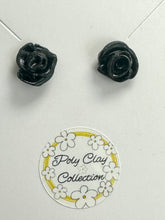 Load image into Gallery viewer, Black Rose Stud Earrings
