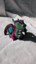 Load image into Gallery viewer, Purple and Teal Jeweled Dragon Figurine
