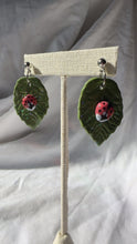 Load image into Gallery viewer, Ladybug on Leaf Earrings
