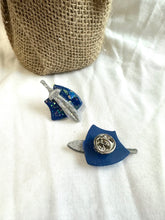 Load image into Gallery viewer, Blue Sword and Shield Pin

