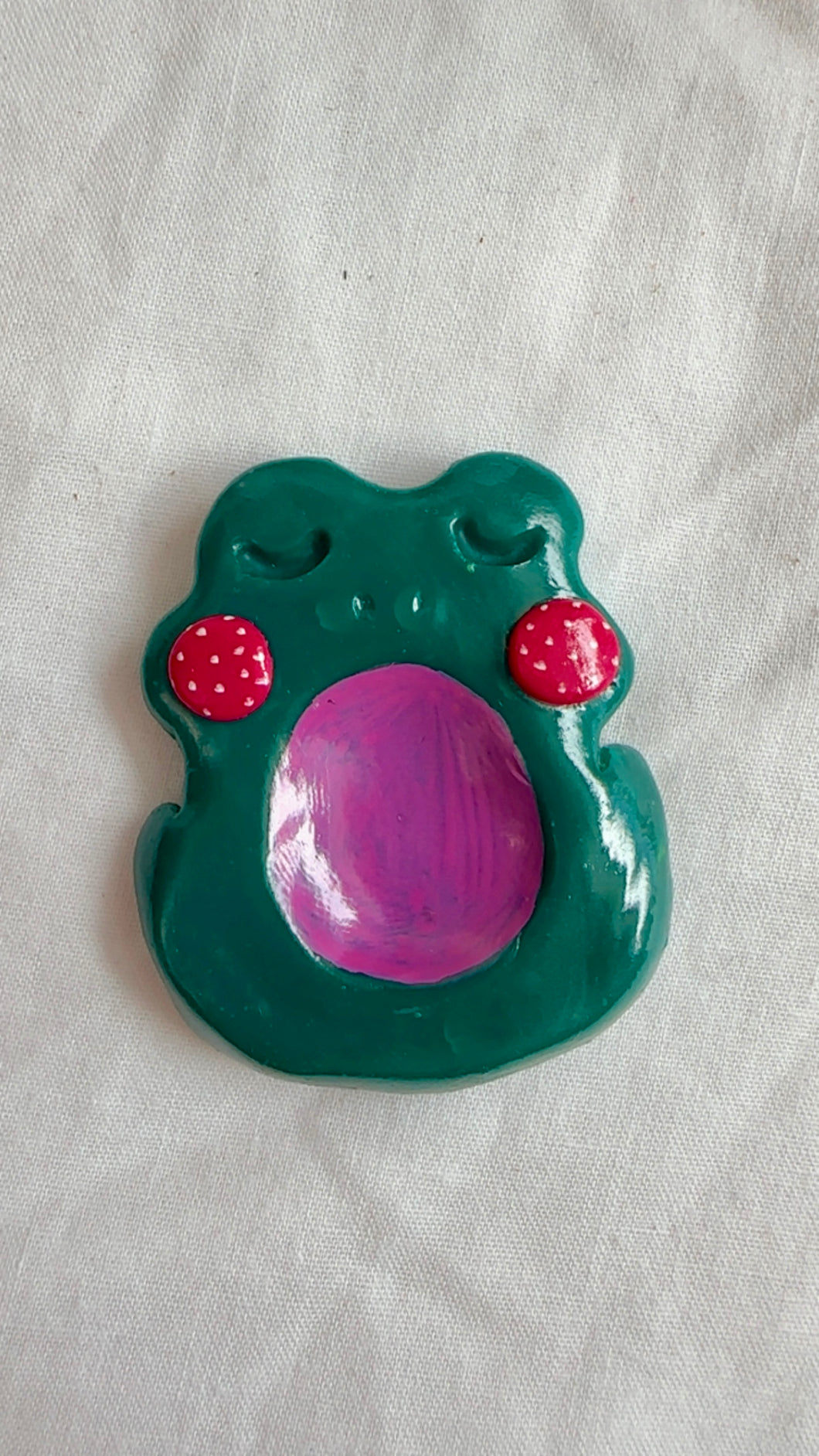 Sleepy Dark Green Frog Fidget Stone