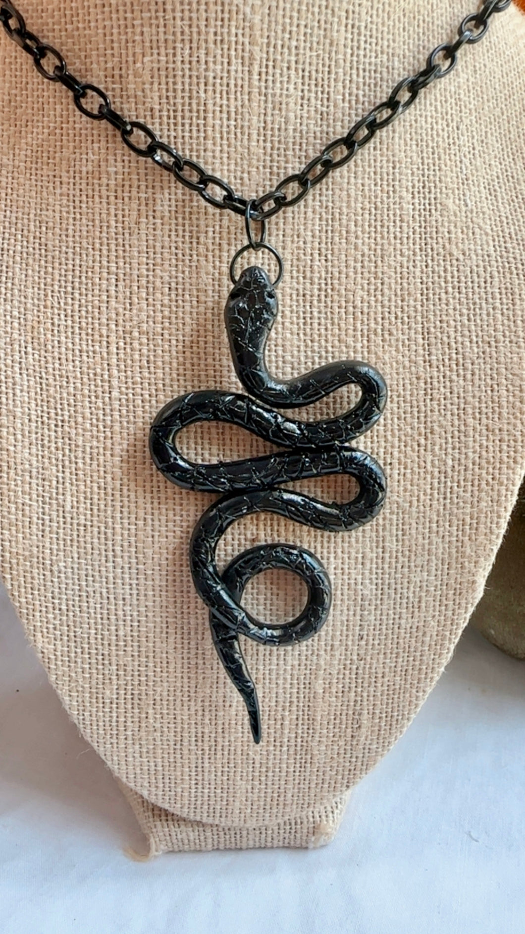 Textured Black Snake Necklace