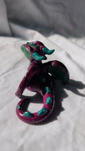 Load image into Gallery viewer, Purple and Teal Jeweled Dragon Figurine
