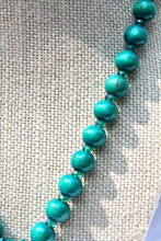 Load image into Gallery viewer, Peacock Green Beaded Necklace with Dark Blue Seashell
