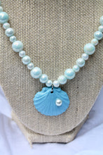 Load image into Gallery viewer, Blue Pearl Beaded Necklace with Blue Seashell

