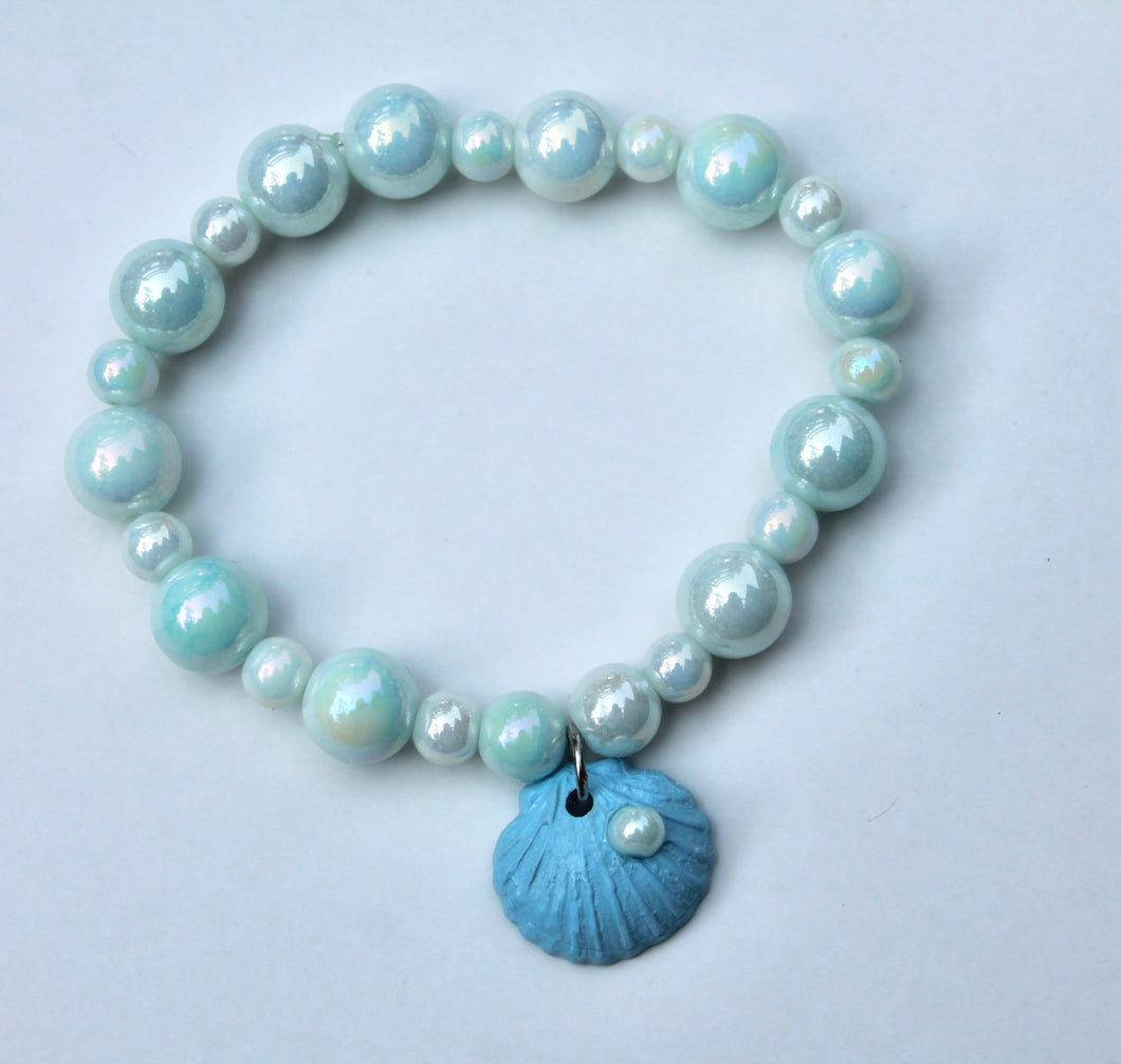 Blue Shell Beaded Bracelet