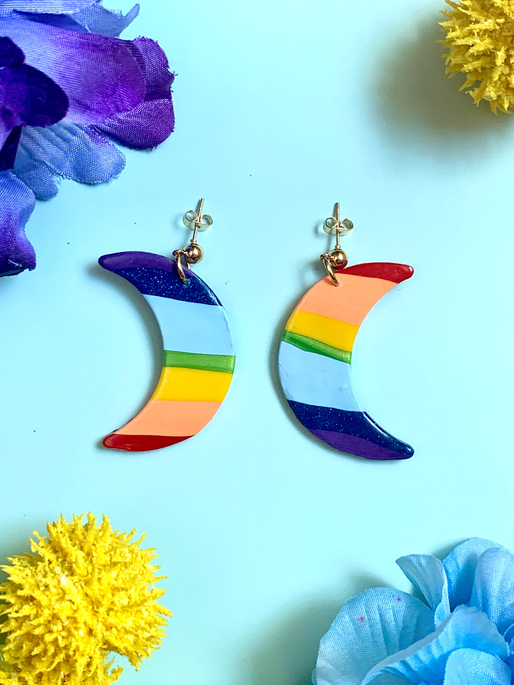 Rainbow Moon Earrings